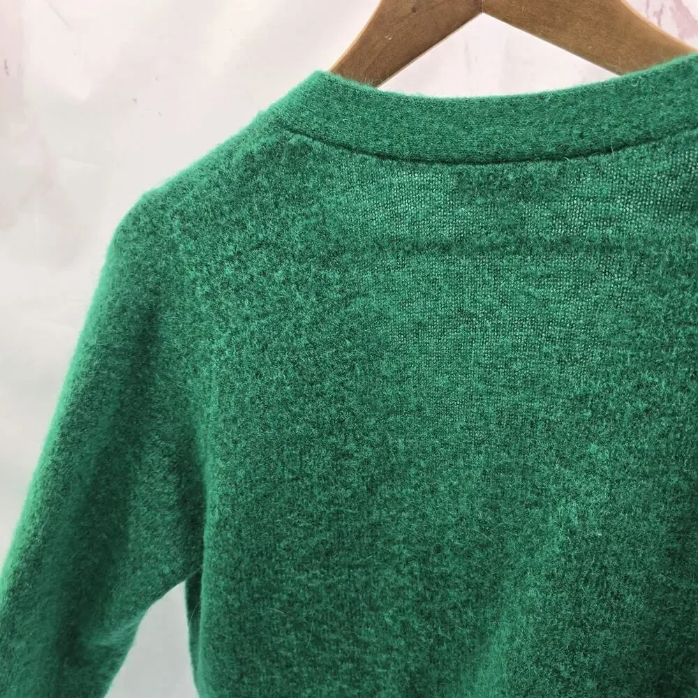 & Other Stories Sweater Womens XS Green Cardigan Dolphin Wool Mohair Kelly - Picture 6 of 12